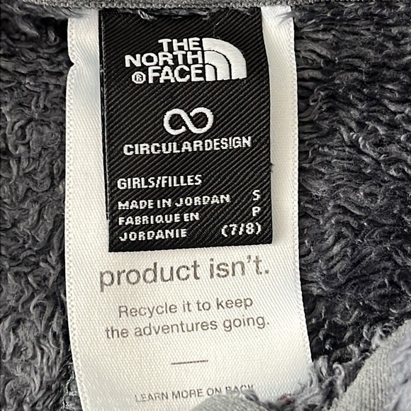 The North Face lightweight fuzzy fleece full zip jacket Dark Gray Girls small 6 - Picture 8 of 8